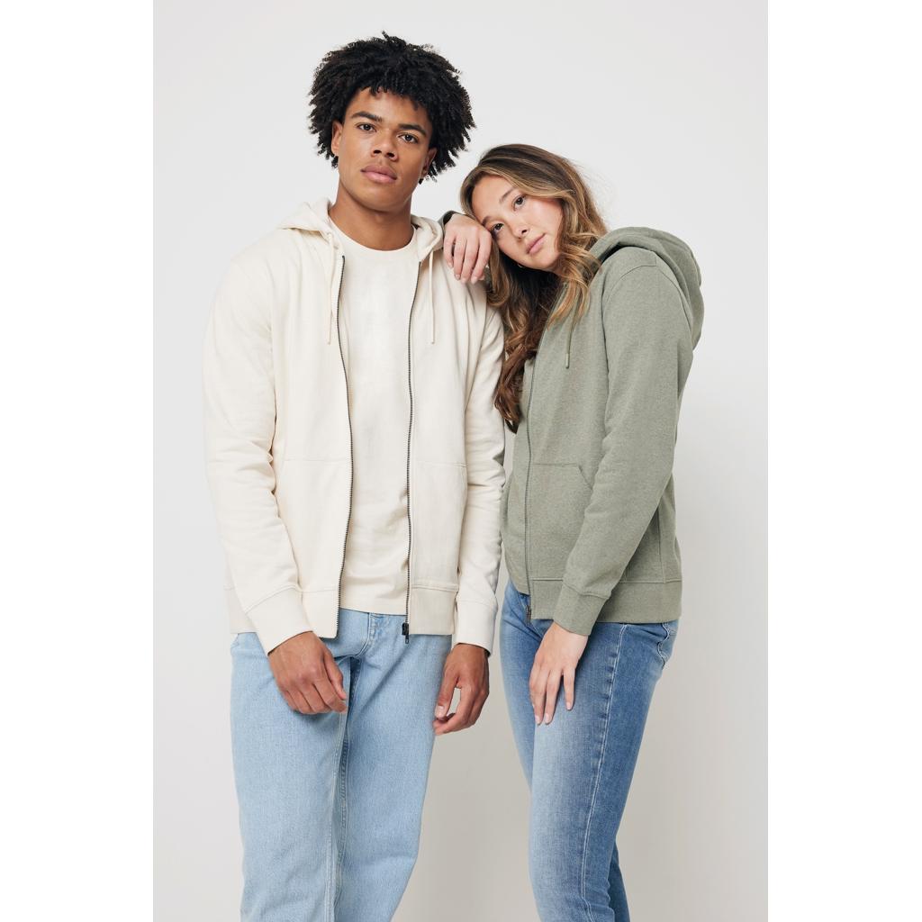 Hanorac cu fermoar din bumbac reciclat Iqoniq Abisko natural raw 5XL