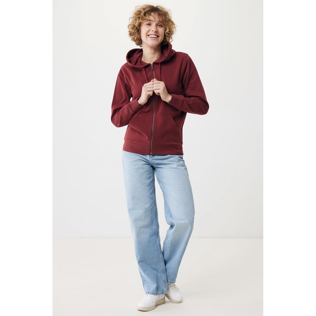 Hanorac cu fermoar din bumbac reciclat Iqoniq Abisko burgundy XL