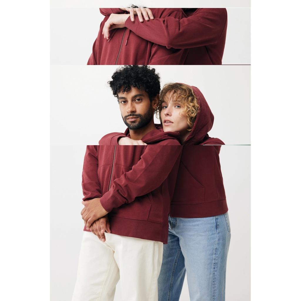 Hanorac cu fermoar din bumbac reciclat Iqoniq Abisko burgundy XL