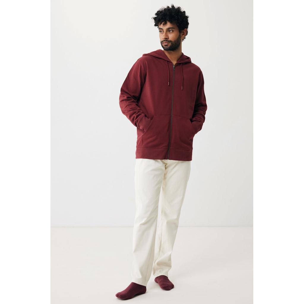 Hanorac cu fermoar din bumbac reciclat Iqoniq Abisko burgundy XL
