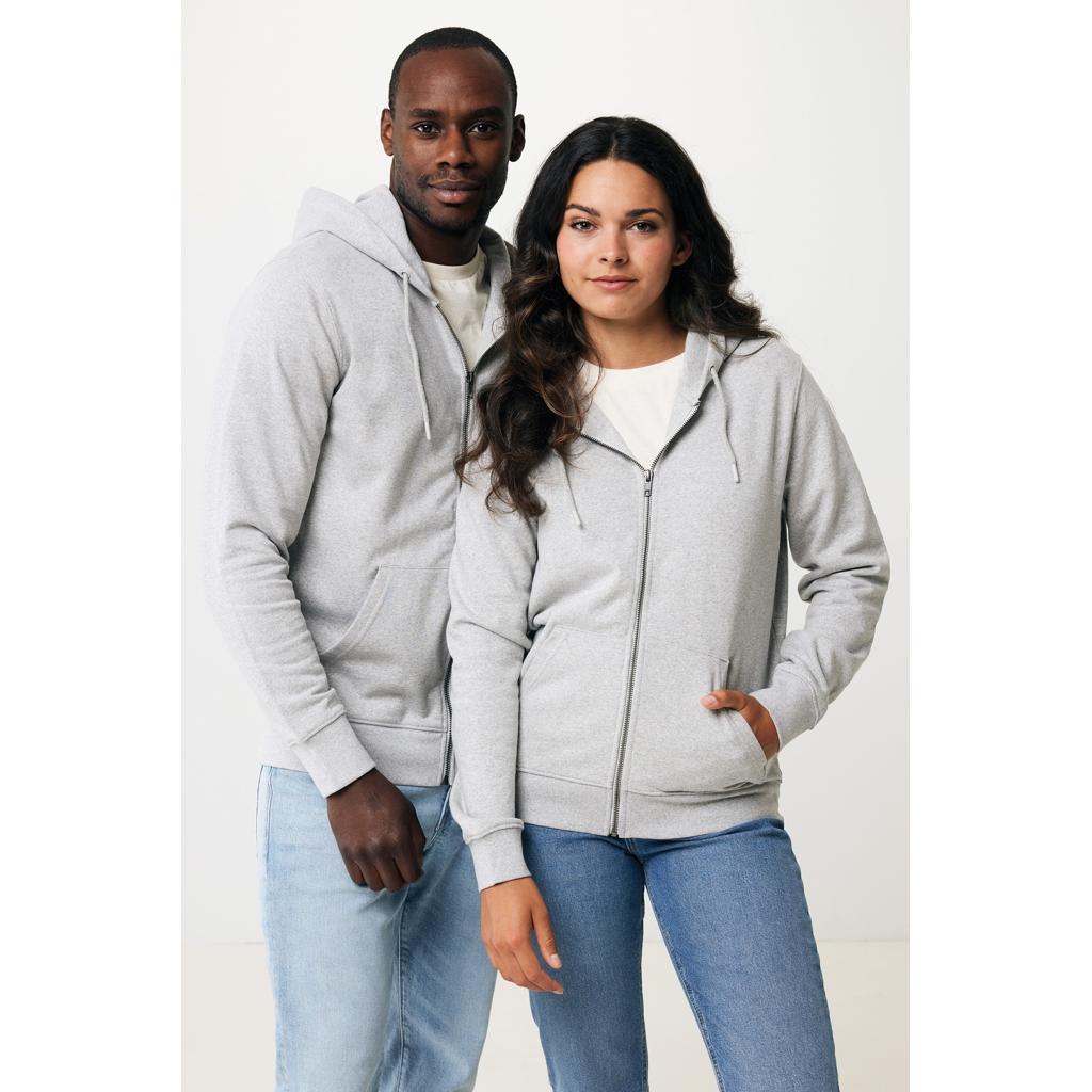 Hanorac cu fermoar din bumbac reciclat Iqoniq Abisko heather grey 5XL
