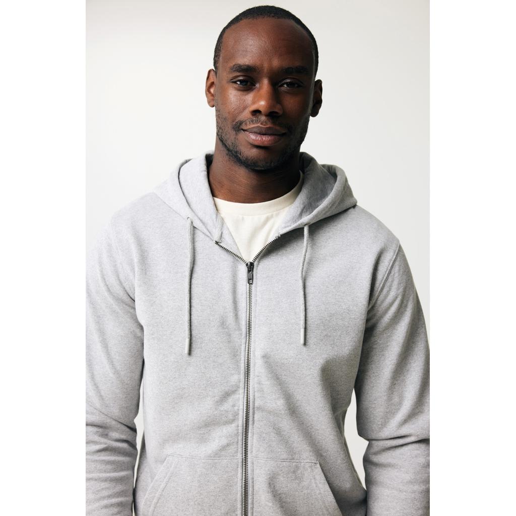 Hanorac cu fermoar din bumbac reciclat Iqoniq Abisko heather grey 5XL
