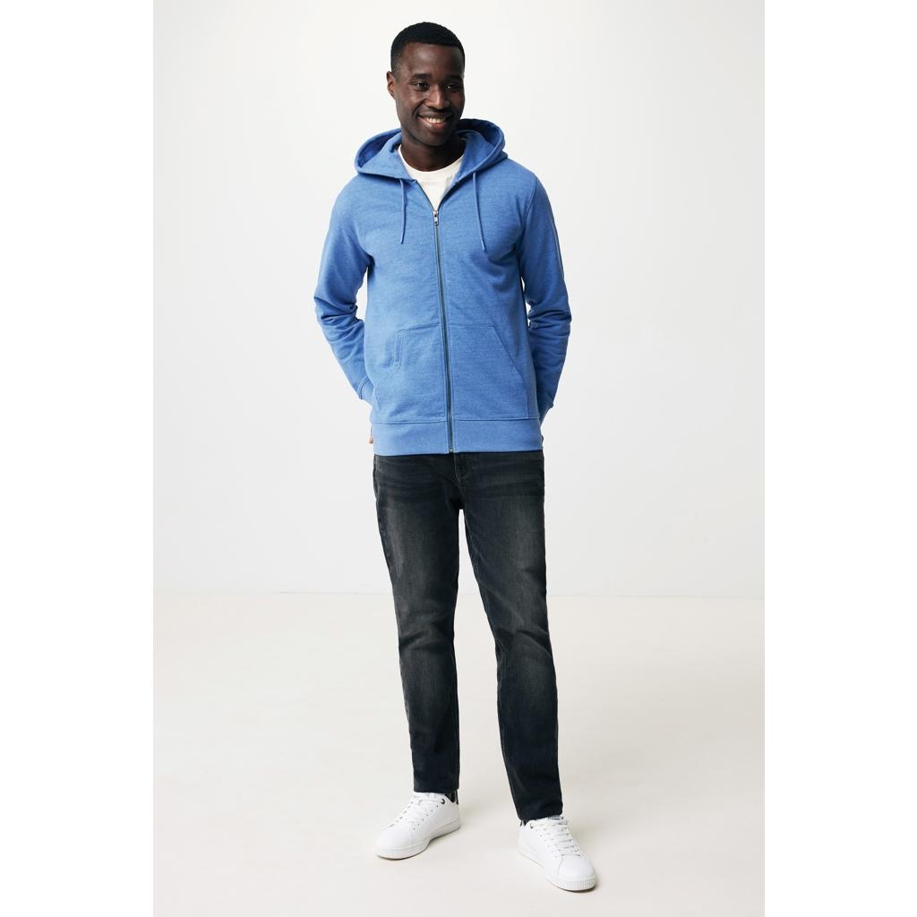 Hanorac cu fermoar din bumbac reciclat Iqoniq Abisko heather blue XL