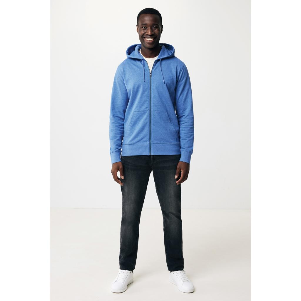 Hanorac cu fermoar din bumbac reciclat Iqoniq Abisko heather blue XL