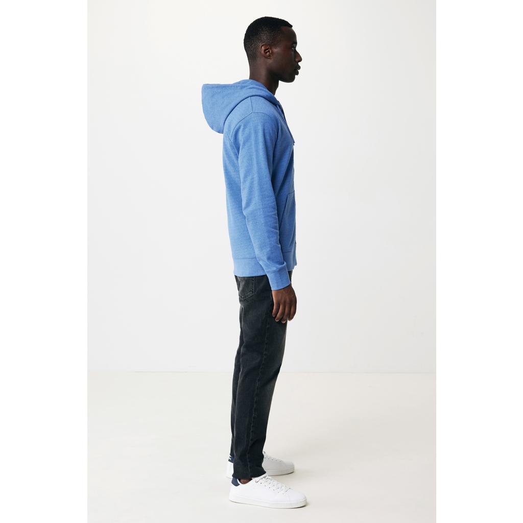 Hanorac cu fermoar din bumbac reciclat Iqoniq Abisko heather blue XL