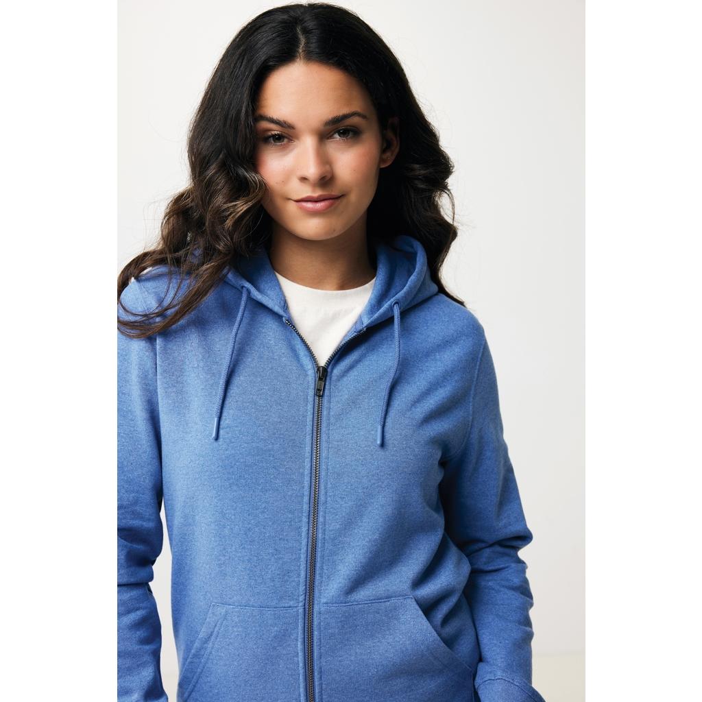 Hanorac cu fermoar din bumbac reciclat Iqoniq Abisko heather blue XL