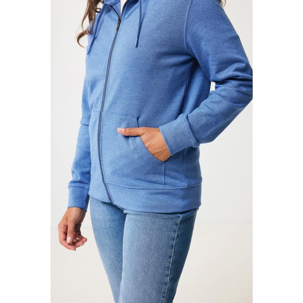 Hanorac cu fermoar din bumbac reciclat Iqoniq Abisko heather blue XL