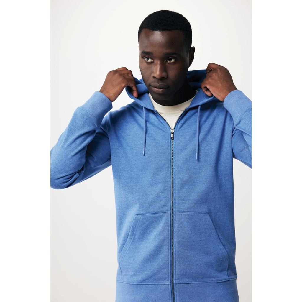 Hanorac cu fermoar din bumbac reciclat Iqoniq Abisko heather blue XL