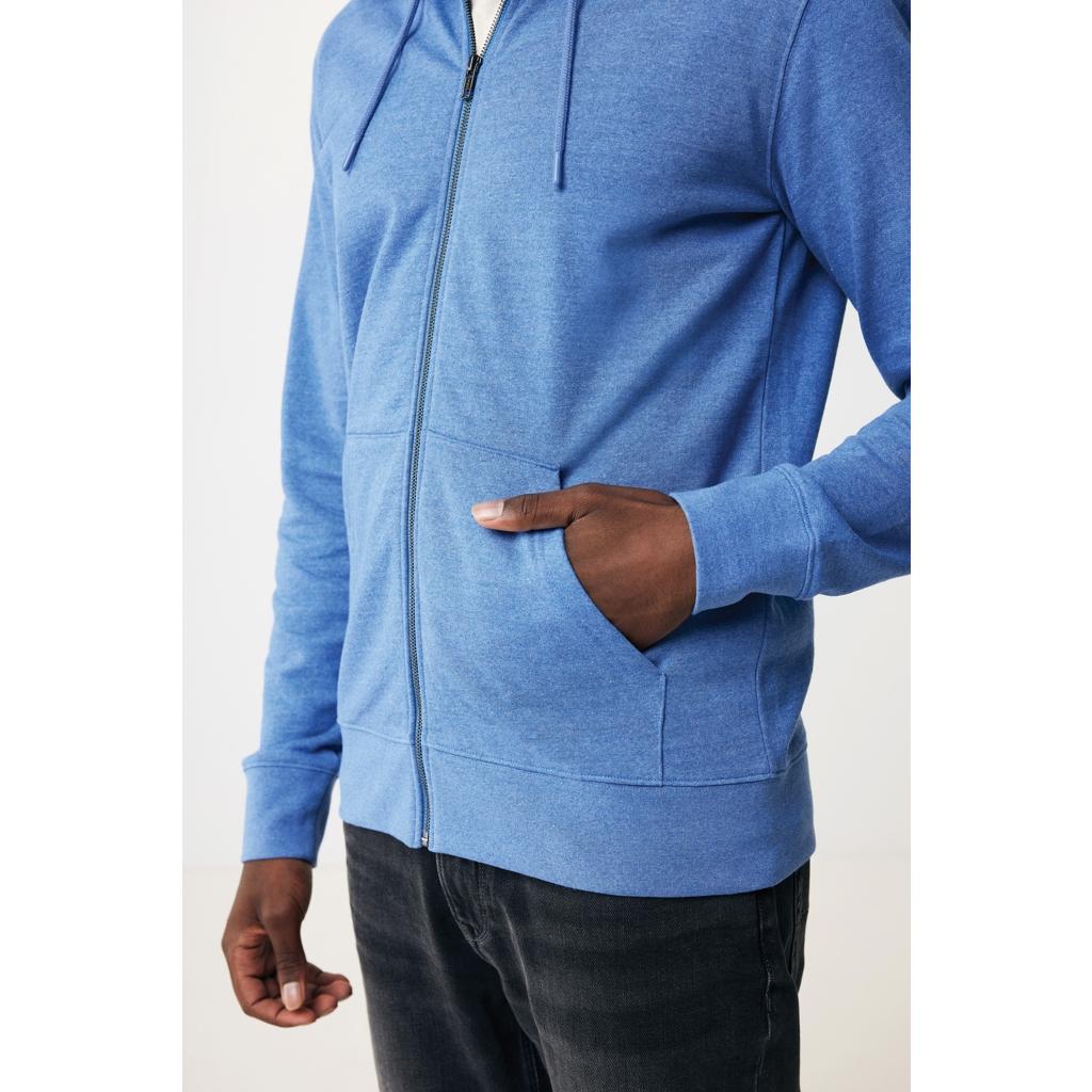 Hanorac cu fermoar din bumbac reciclat Iqoniq Abisko heather blue XL
