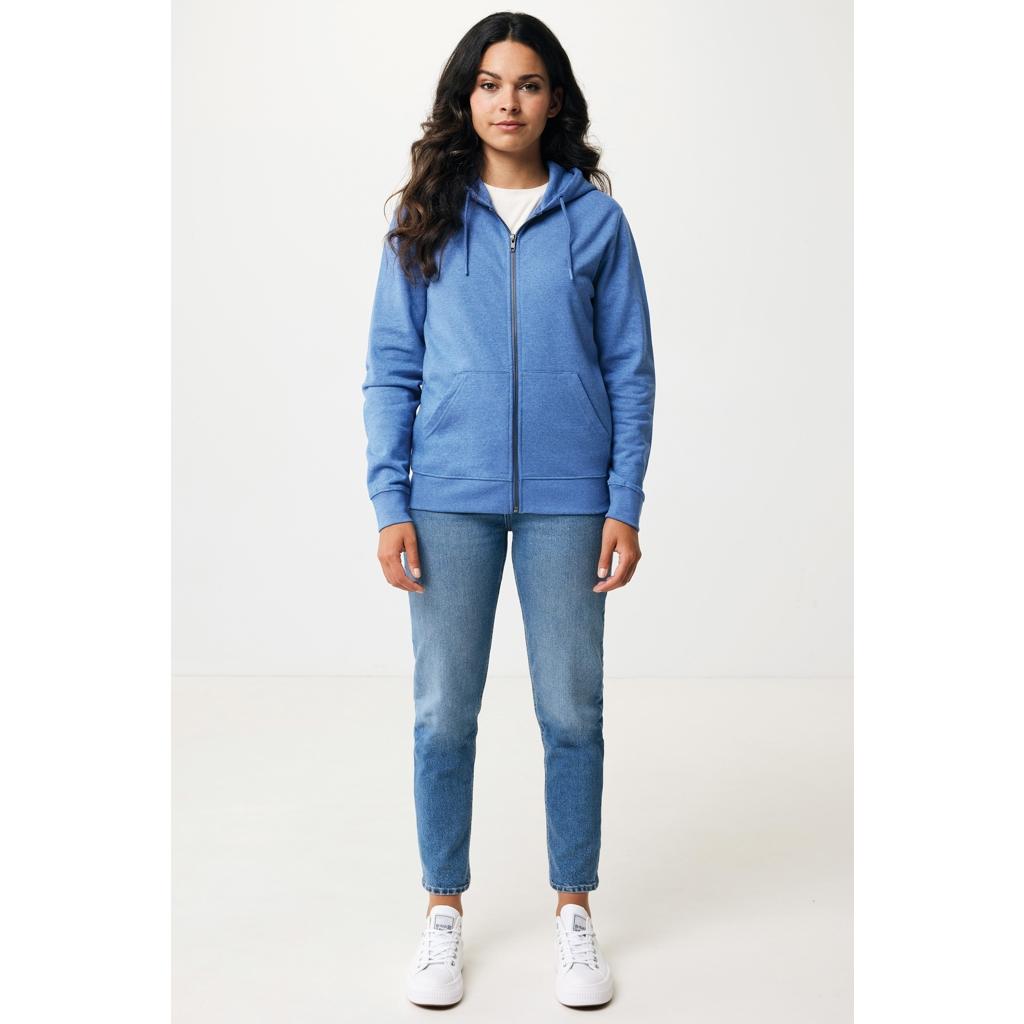 Hanorac cu fermoar din bumbac reciclat Iqoniq Abisko heather blue XL