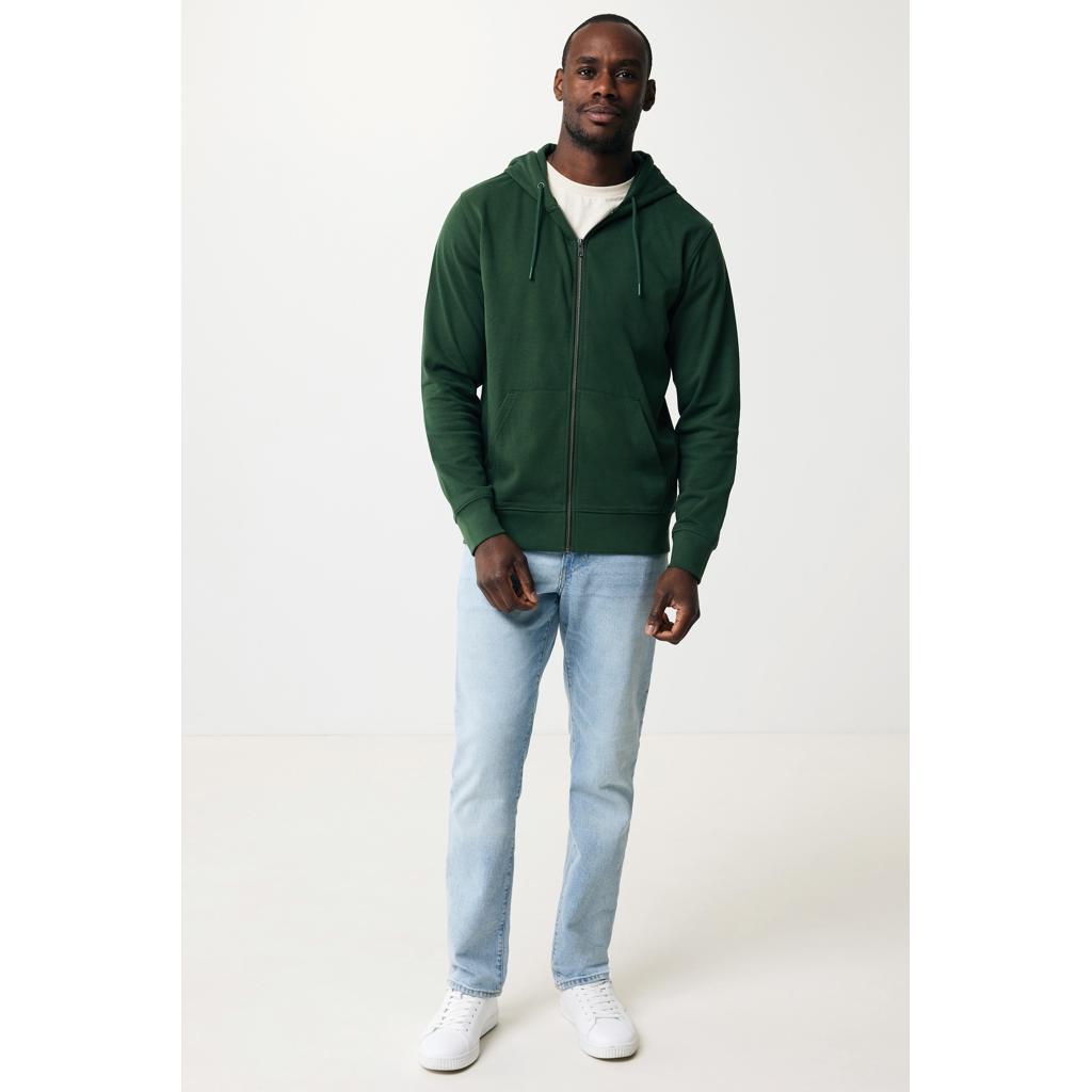 Hanorac cu fermoar din bumbac reciclat Iqoniq Abisko forest green 3XL
