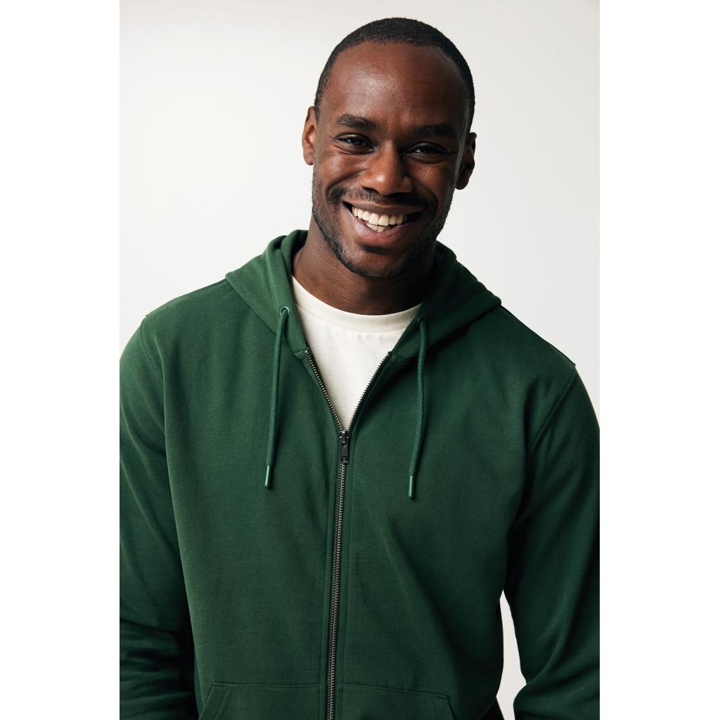 Hanorac cu fermoar din bumbac reciclat Iqoniq Abisko forest green 3XL
