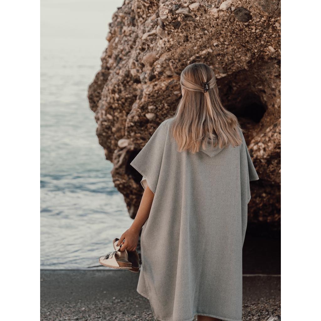 Poncho de plajă hammam terry VINGA Tolo  grey