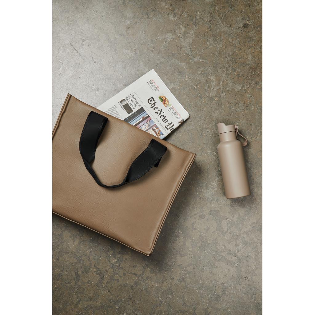 Geantă tote din PU reciclat, certificat RCS VINGA Bermond  brown