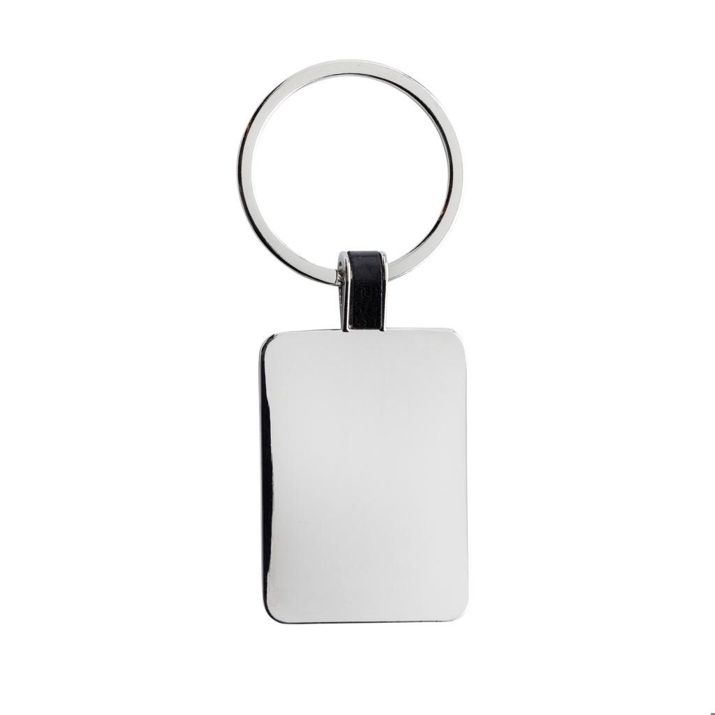 RCS recycled zinc alloy rectangle keyring silver