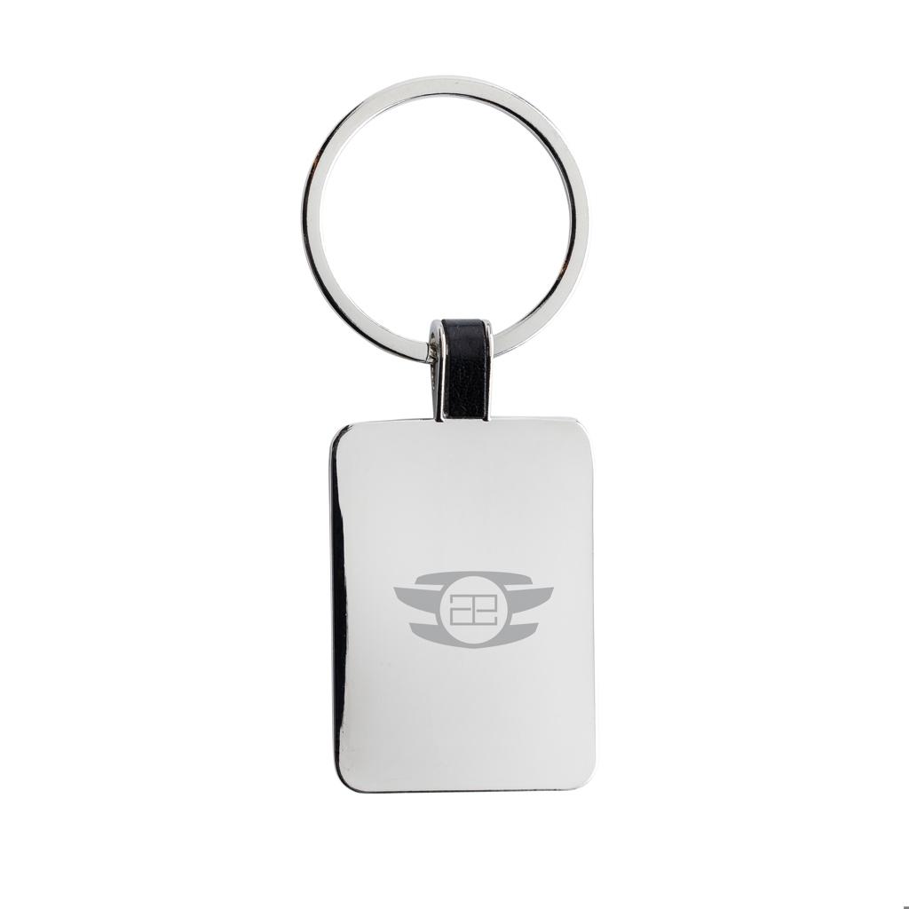 RCS recycled zinc alloy rectangle keyring silver