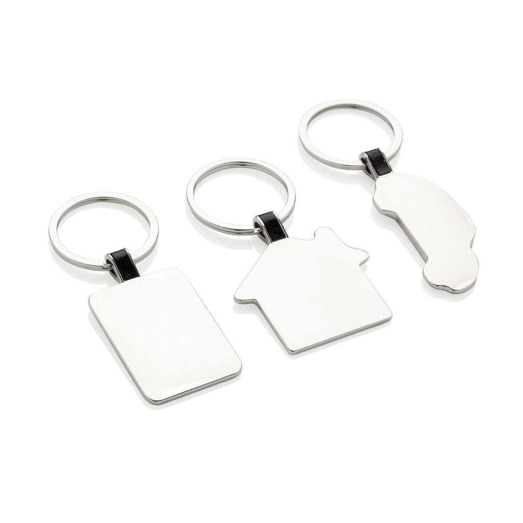 RCS recycled zinc alloy rectangle keyring silver