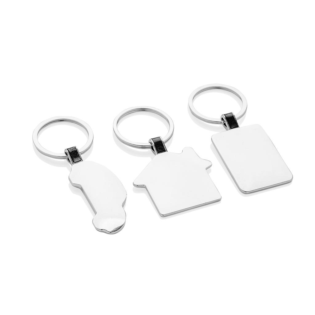RCS recycled zinc alloy rectangle keyring silver