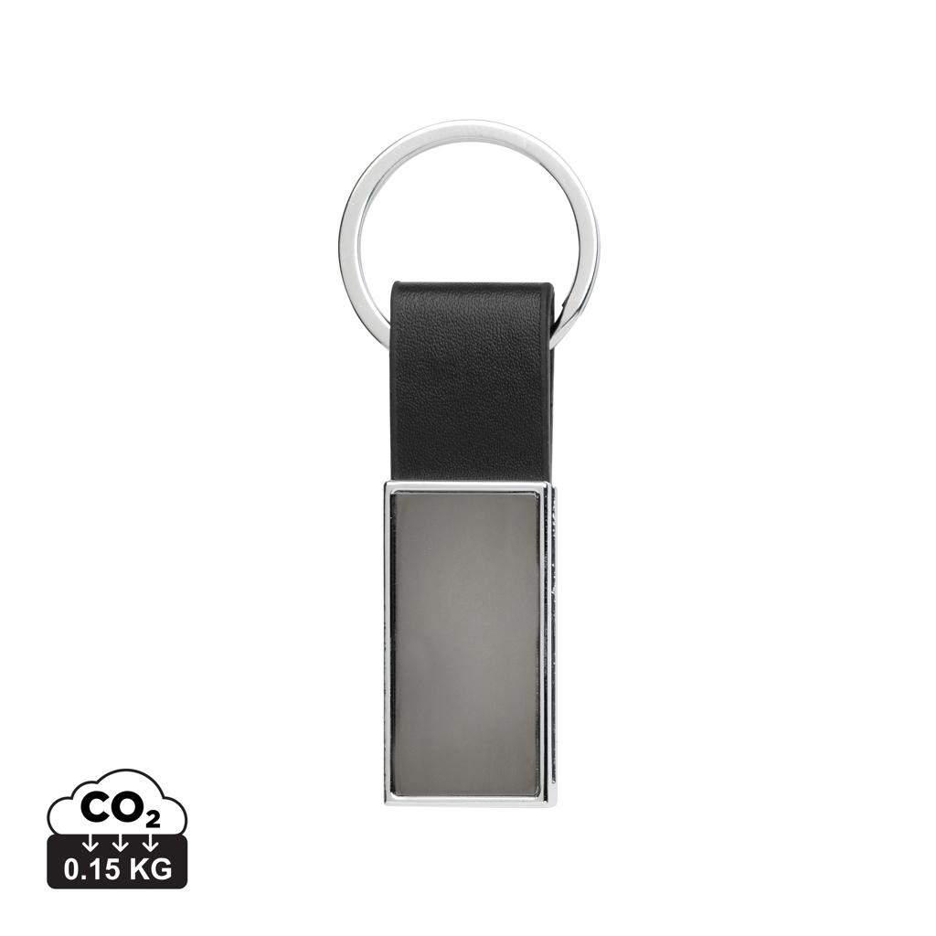 Luxury PU keychain RCS recycled zinc alloy black