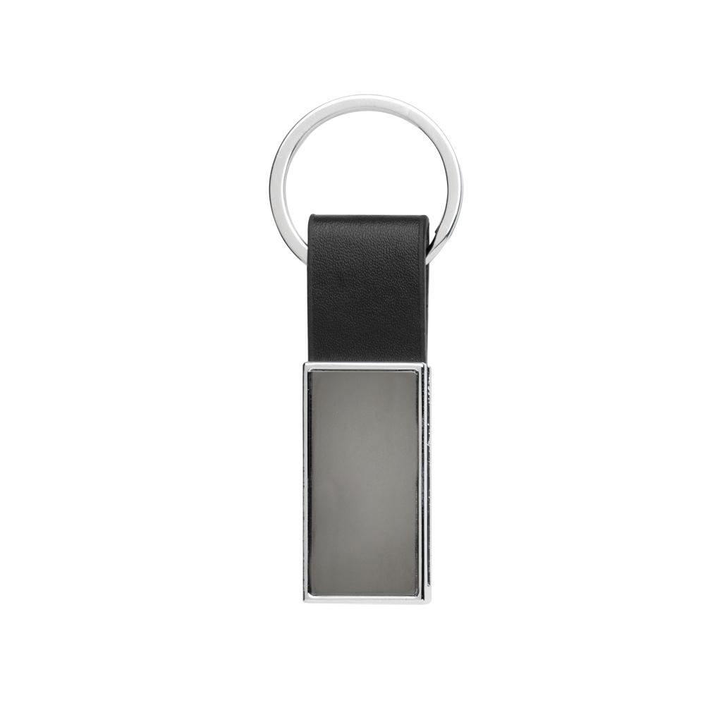 Luxury PU keychain RCS recycled zinc alloy black