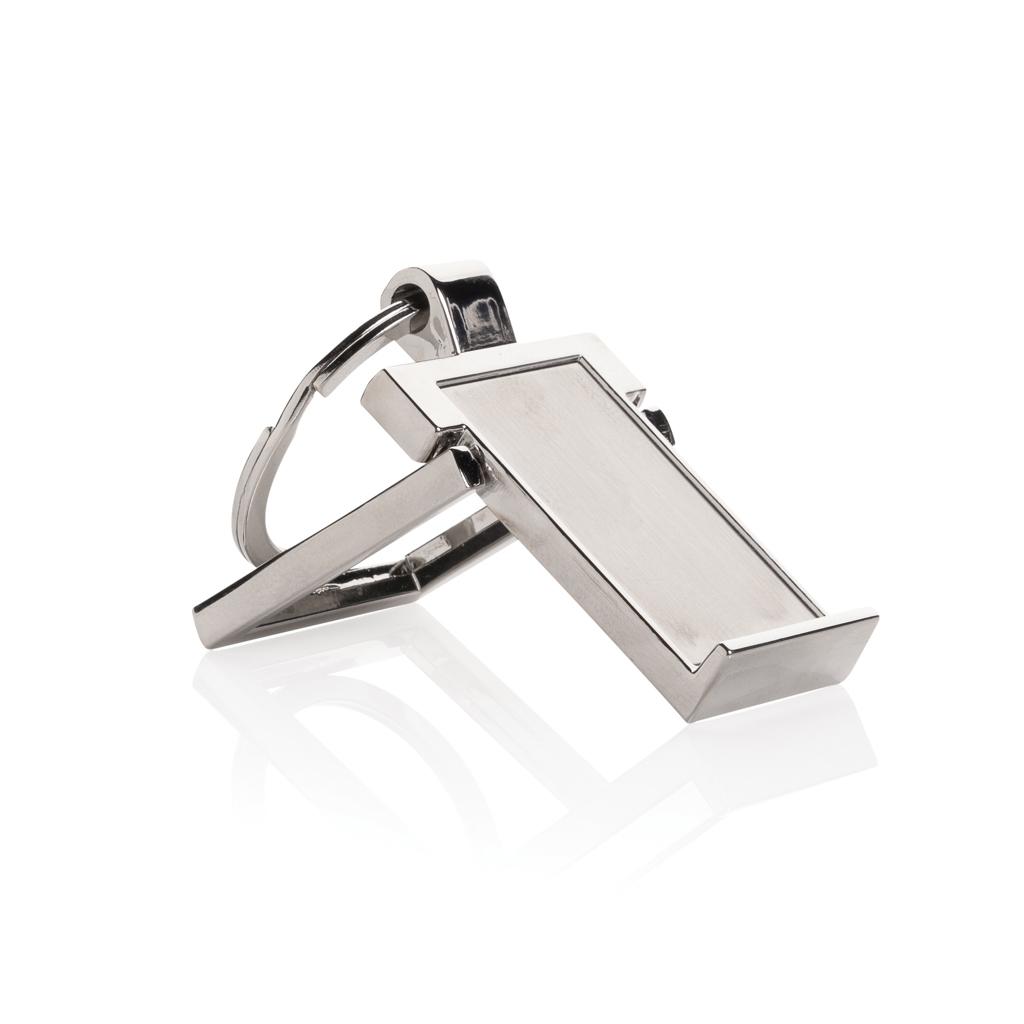 RSC recycled zinc alloy phone stand keychain silver