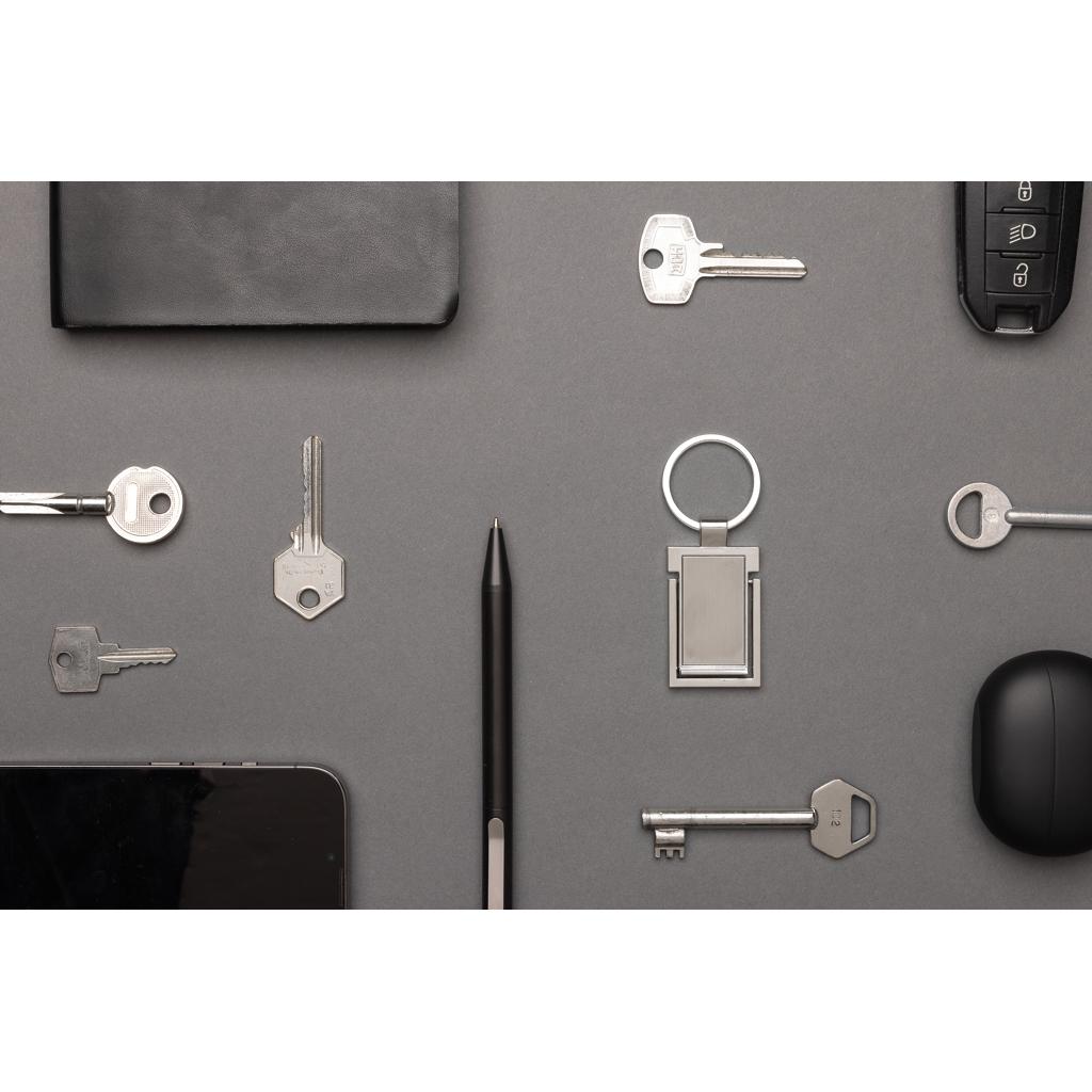 RSC recycled zinc alloy phone stand keychain silver