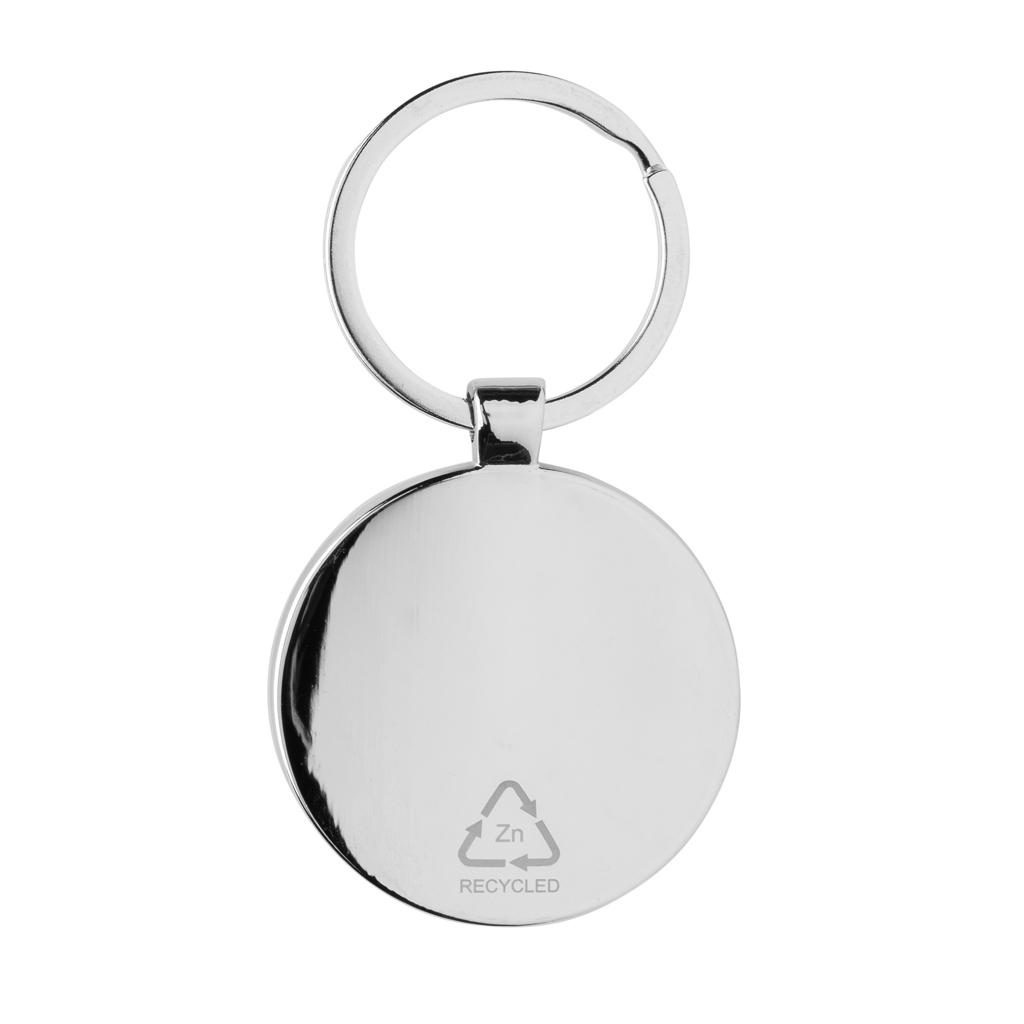 RCS recycled zinc alloy round keychain with bamboo silver