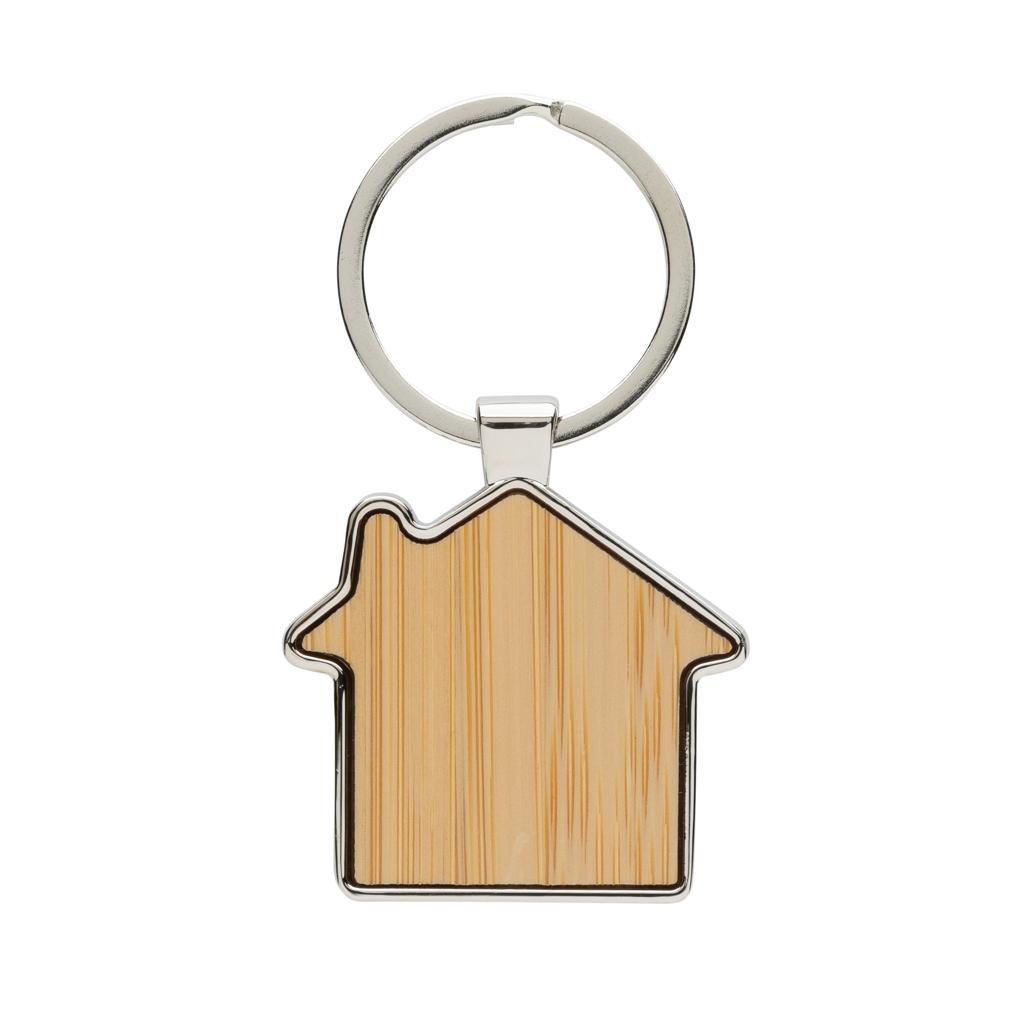 RCS recycled zinc alloy house keychain with bamboo silver