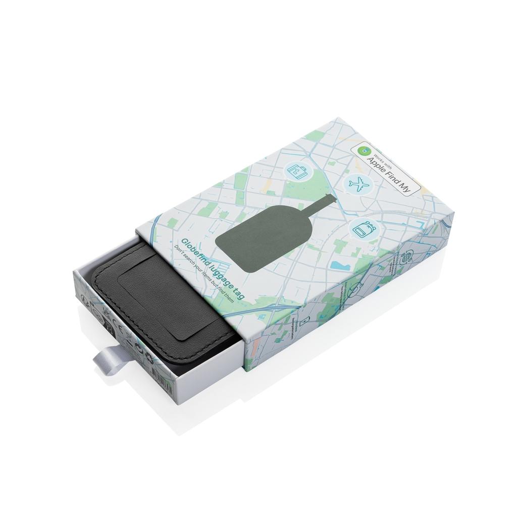 Globetrack RCSrPolyester luggage tag with worldwide locating black