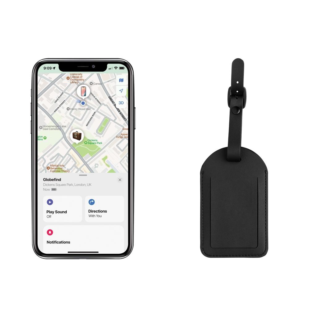 Globetrack RCSrPolyester luggage tag with worldwide locating black