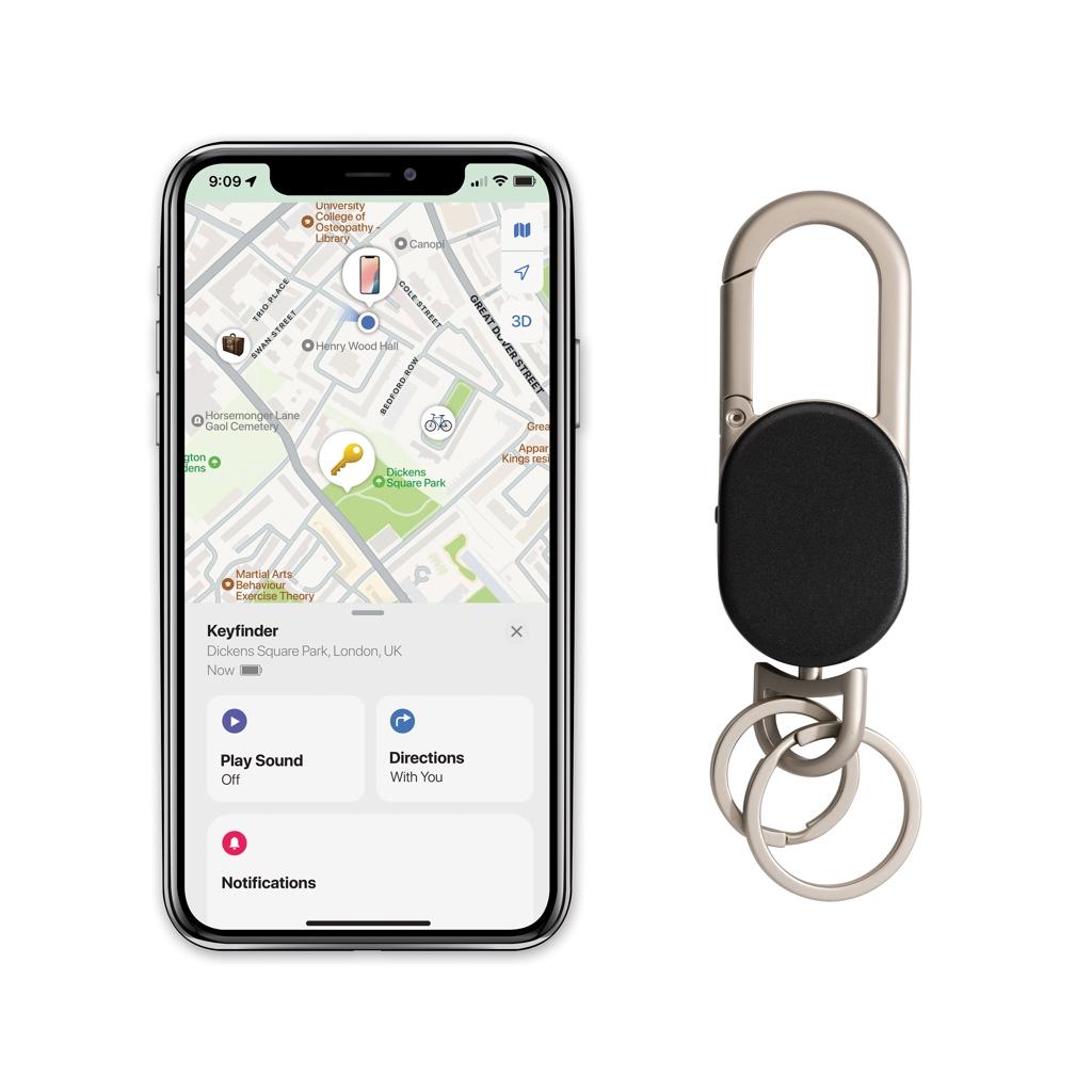 Keyfinder keychain with worldwide locating and USB C black