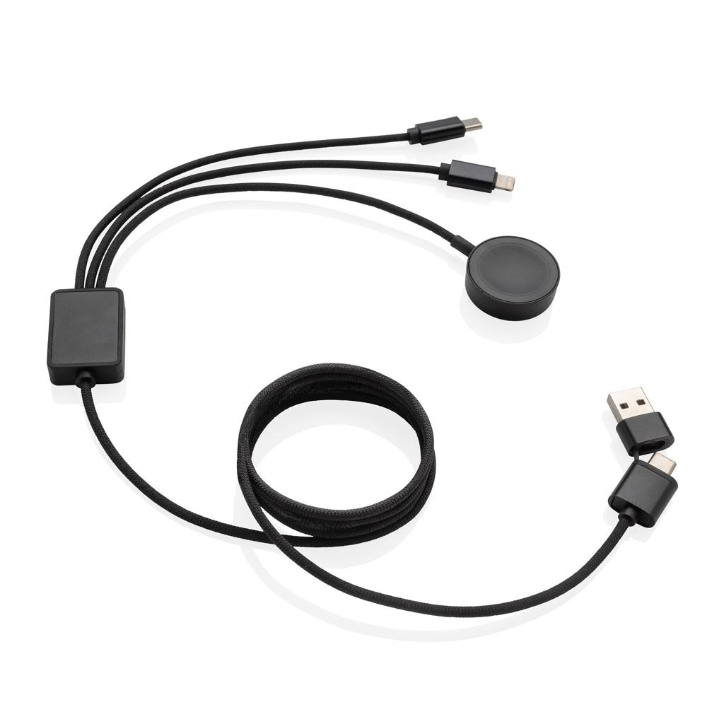 Terra RCS rPET 6-in-1 charging cable with watch charger grey