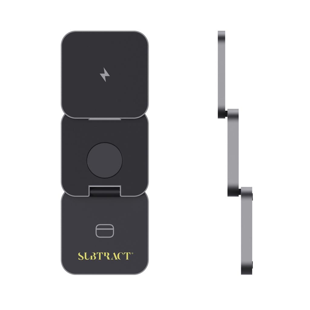 Terra RCS recycled aluminum foldable 3 in 1 15W charger grey