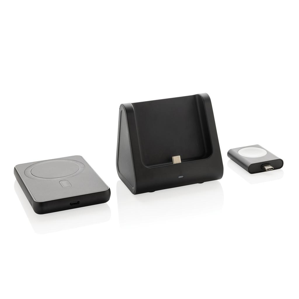 Powerbase RCS recycled plastic 3 in 1 charger with powerbank black