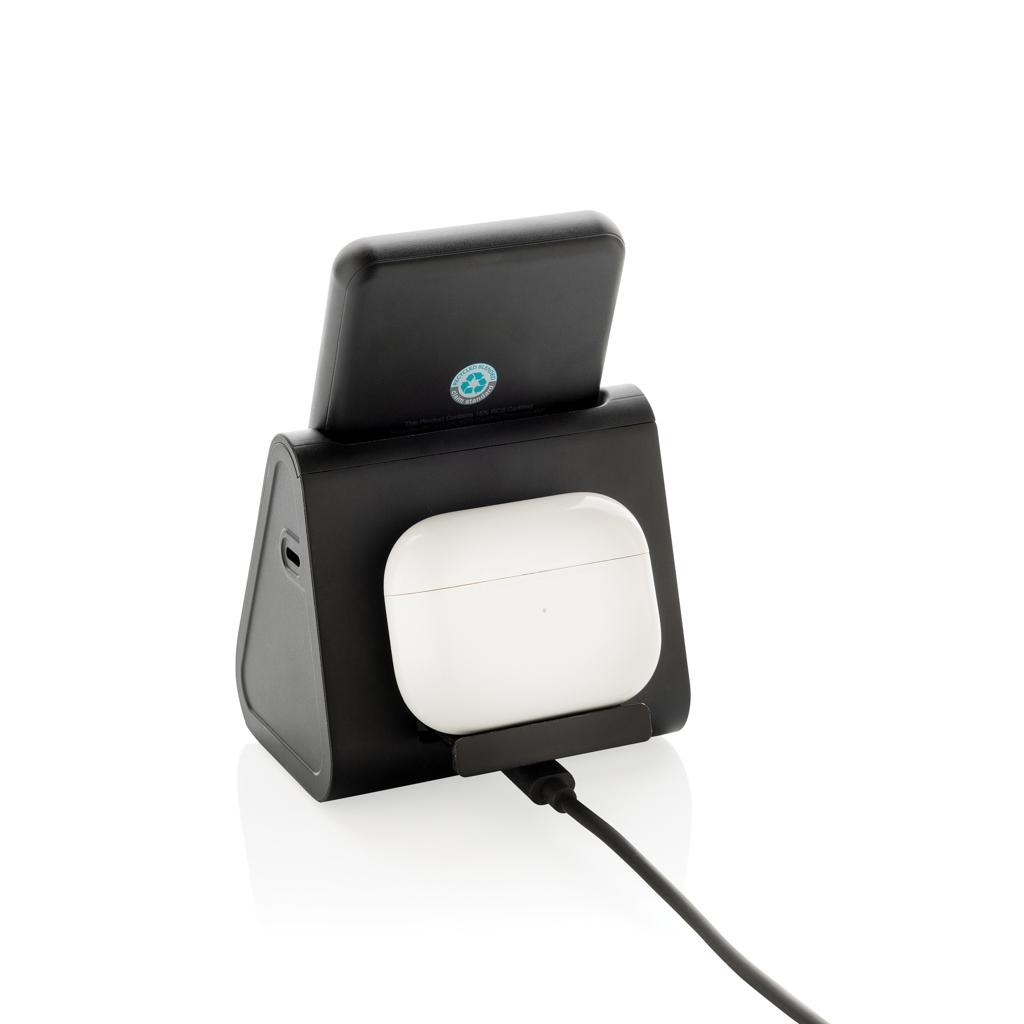 Powerbase RCS recycled plastic 3 in 1 charger with powerbank black