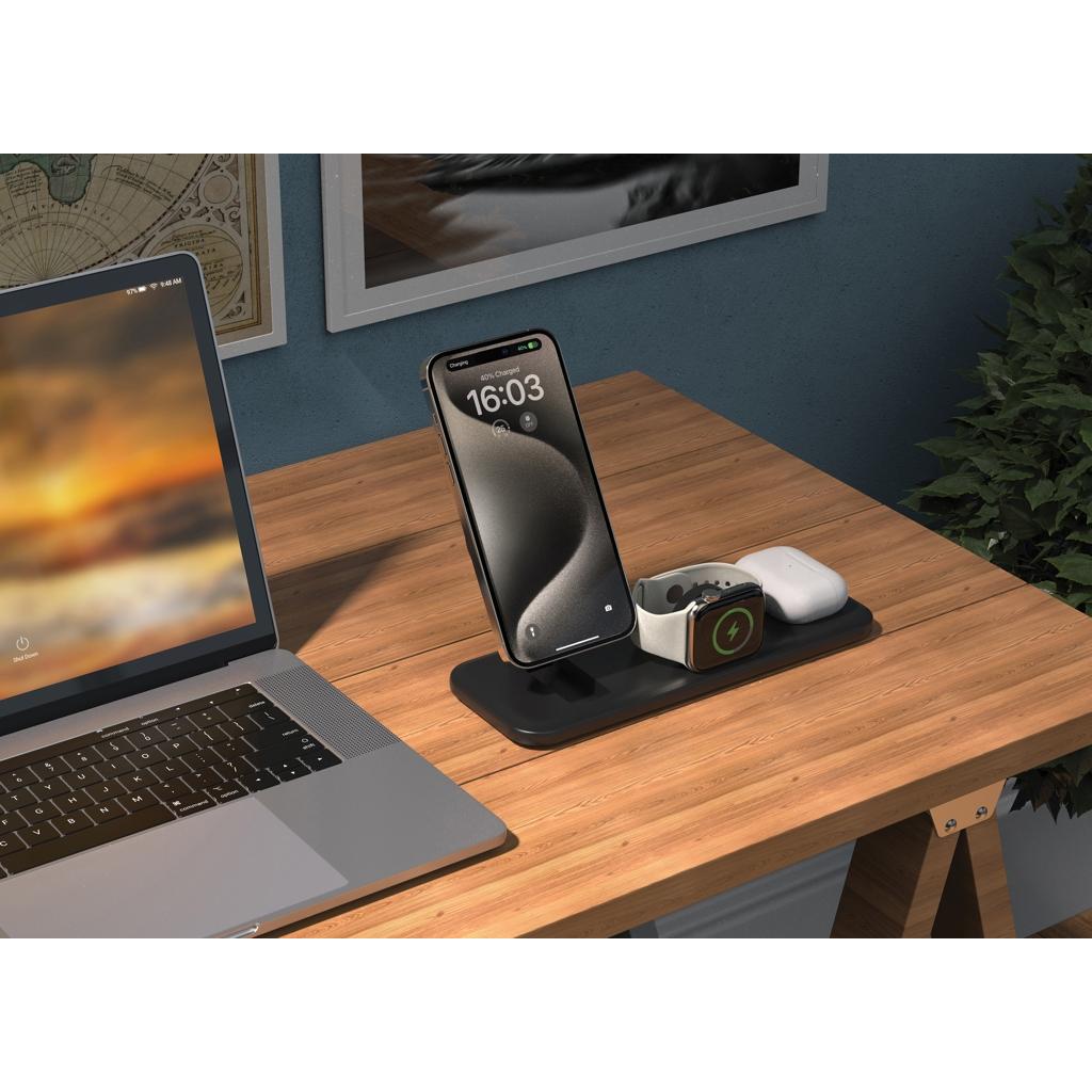 Urban Vitamin Torrance 3 in 1 magnetic 15W charger black