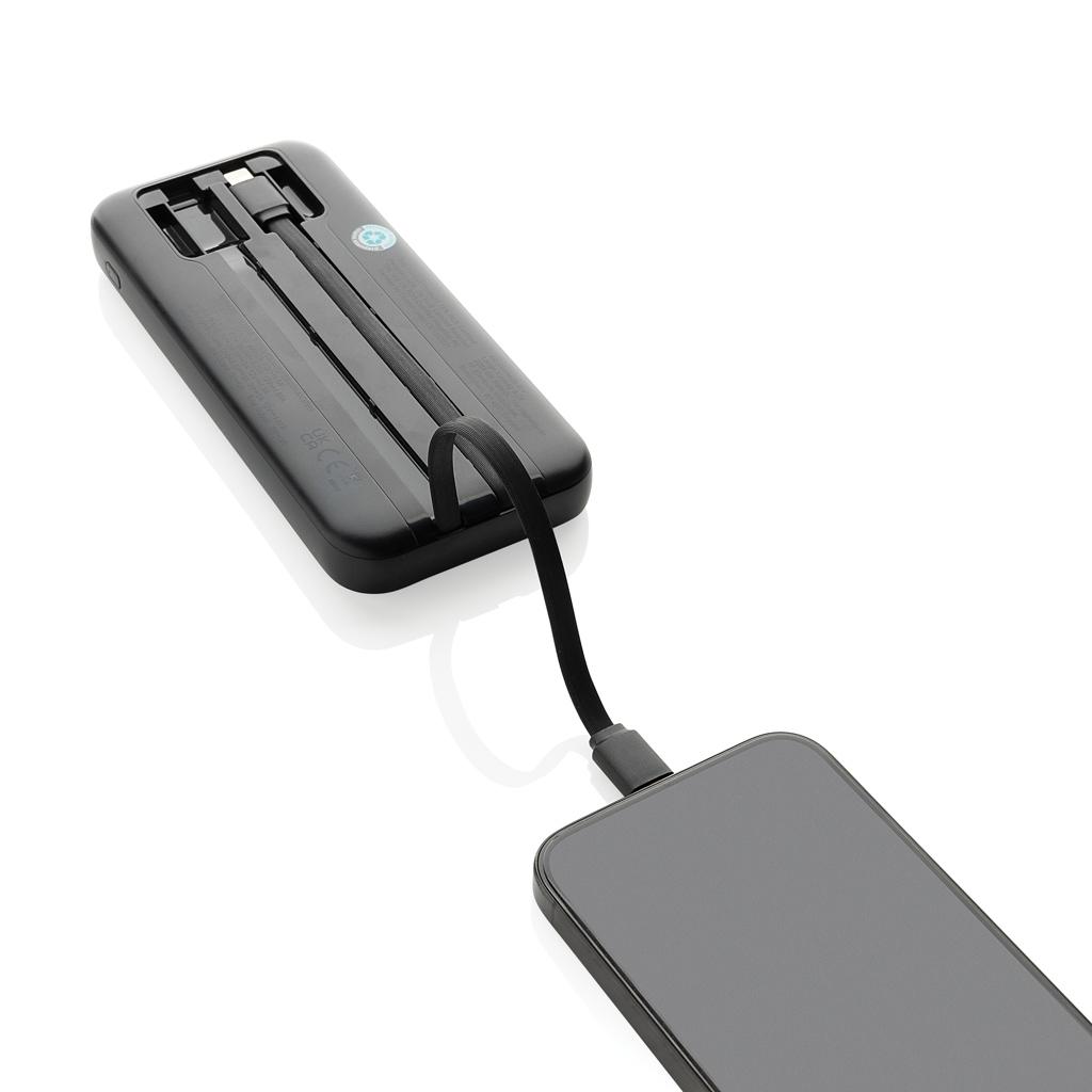 Turbopack RCS rplastic powerbank 10.000 integrated cables black