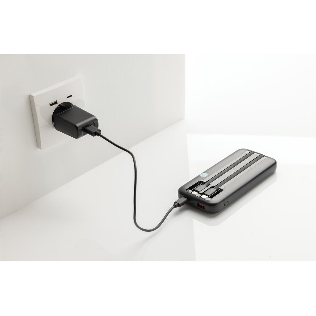 Turbopack RCS rplastic powerbank 10.000 integrated cables black