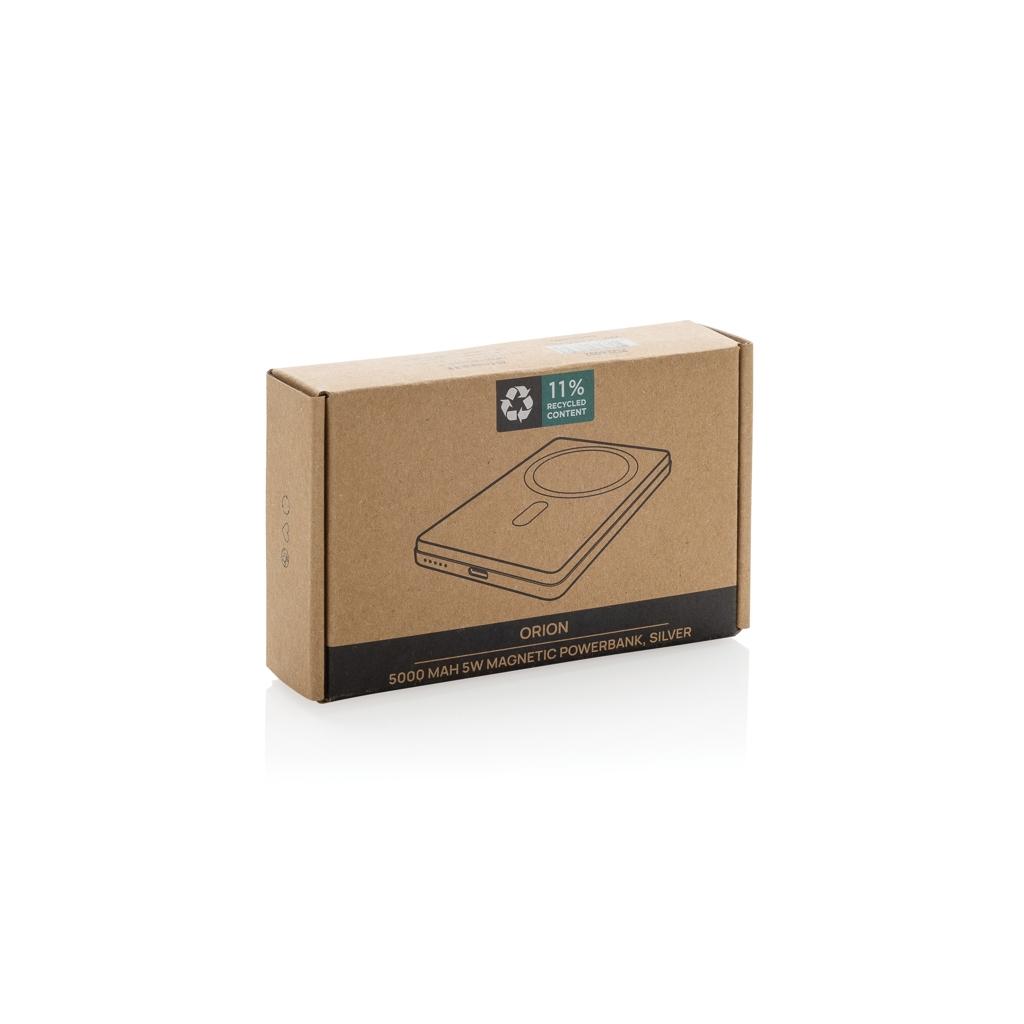 Orion RCS recycled aluminum 5000 mah 5W magnetic powerbank silver
