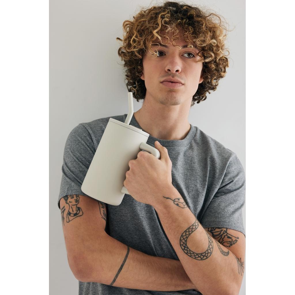 Cube RCS certified recycled steel mug 800ml off white