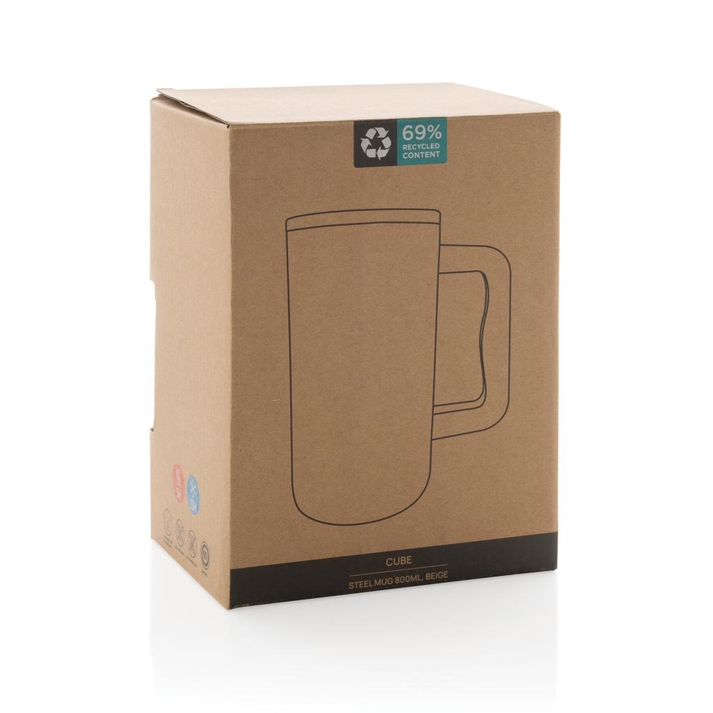 Cube RCS certified recycled steel mug 800ml off white