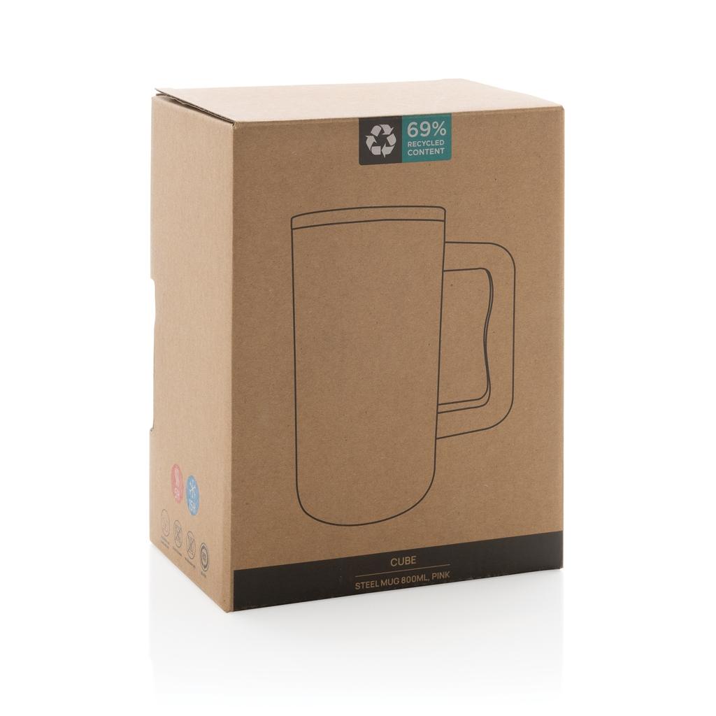 Cube RCS certified recycled steel mug 800ml pink