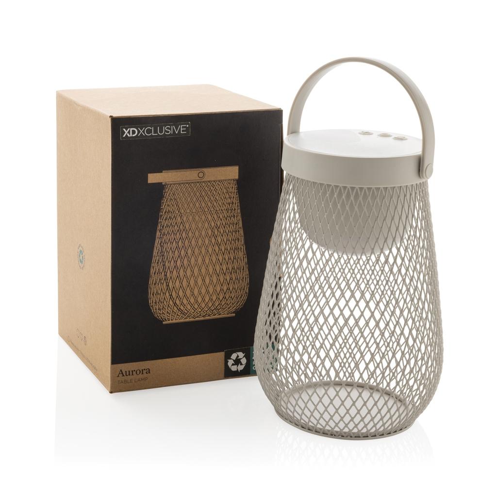 Aurora RCS recycled plastic USB re-chargeable table lamp grey