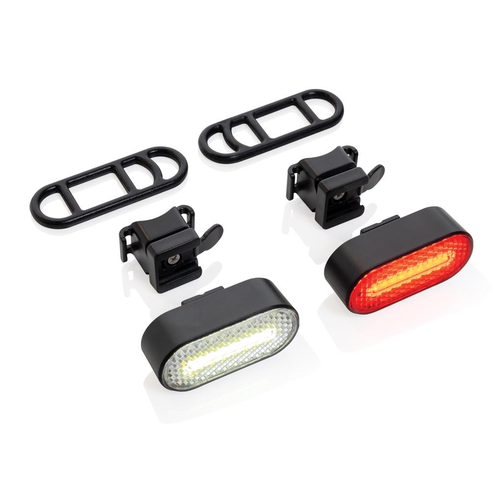 Lumino RCS recycled plastic USB re-chargeable bike light set black