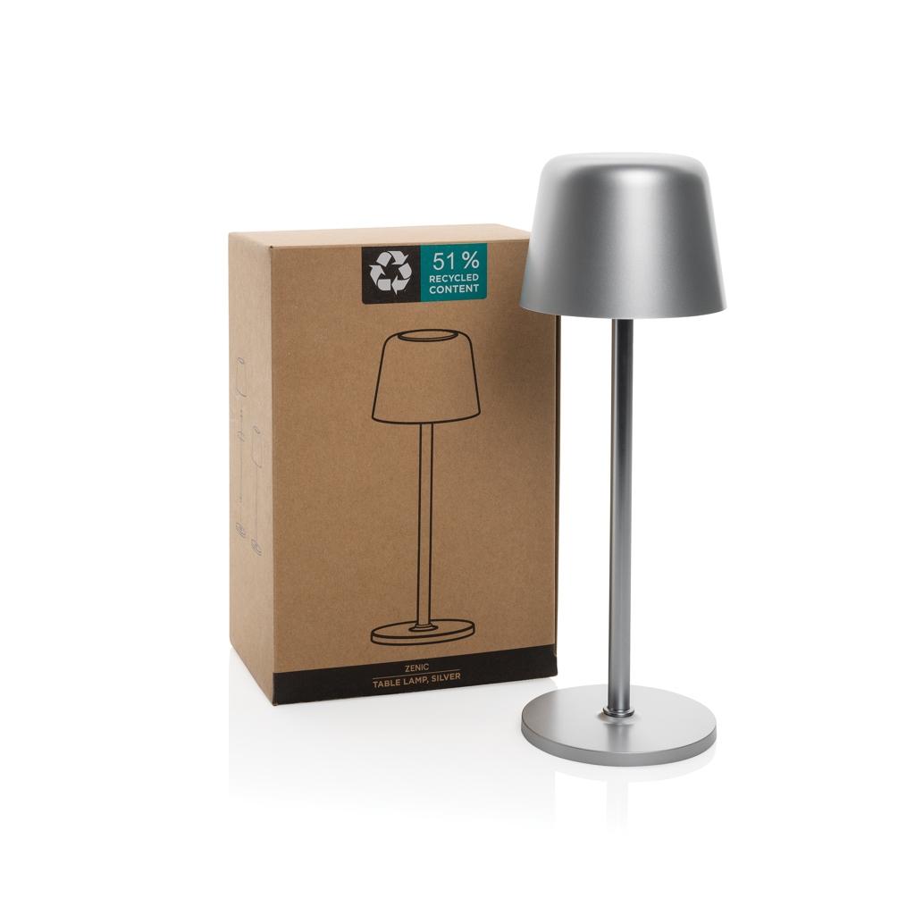 Zenic RCS recycled plastic USB re-chargable table lamp silver
