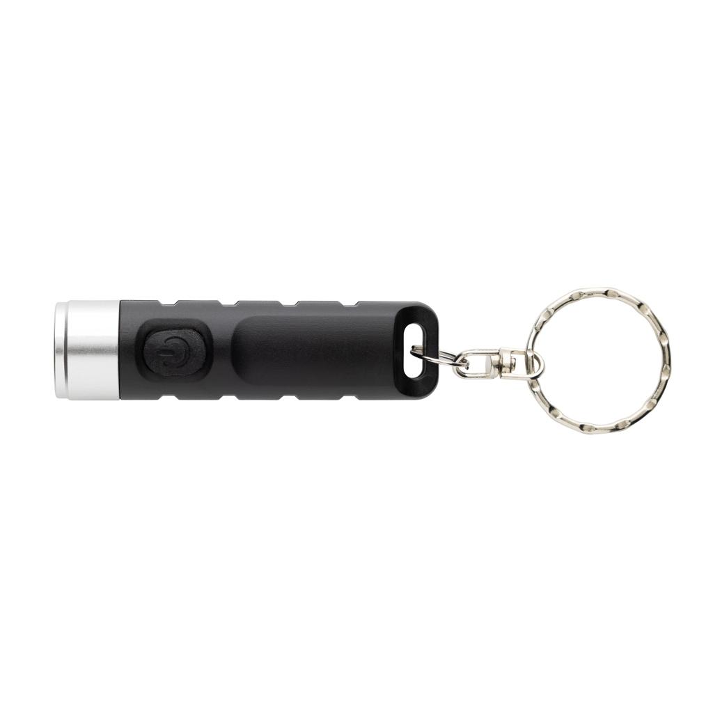 Globix RCS recycled plastic USB re-chargeable keychain torch black