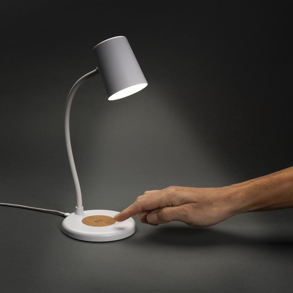 Zenara RCS recycled plastic and cork 15W wireless desk lamp transparent