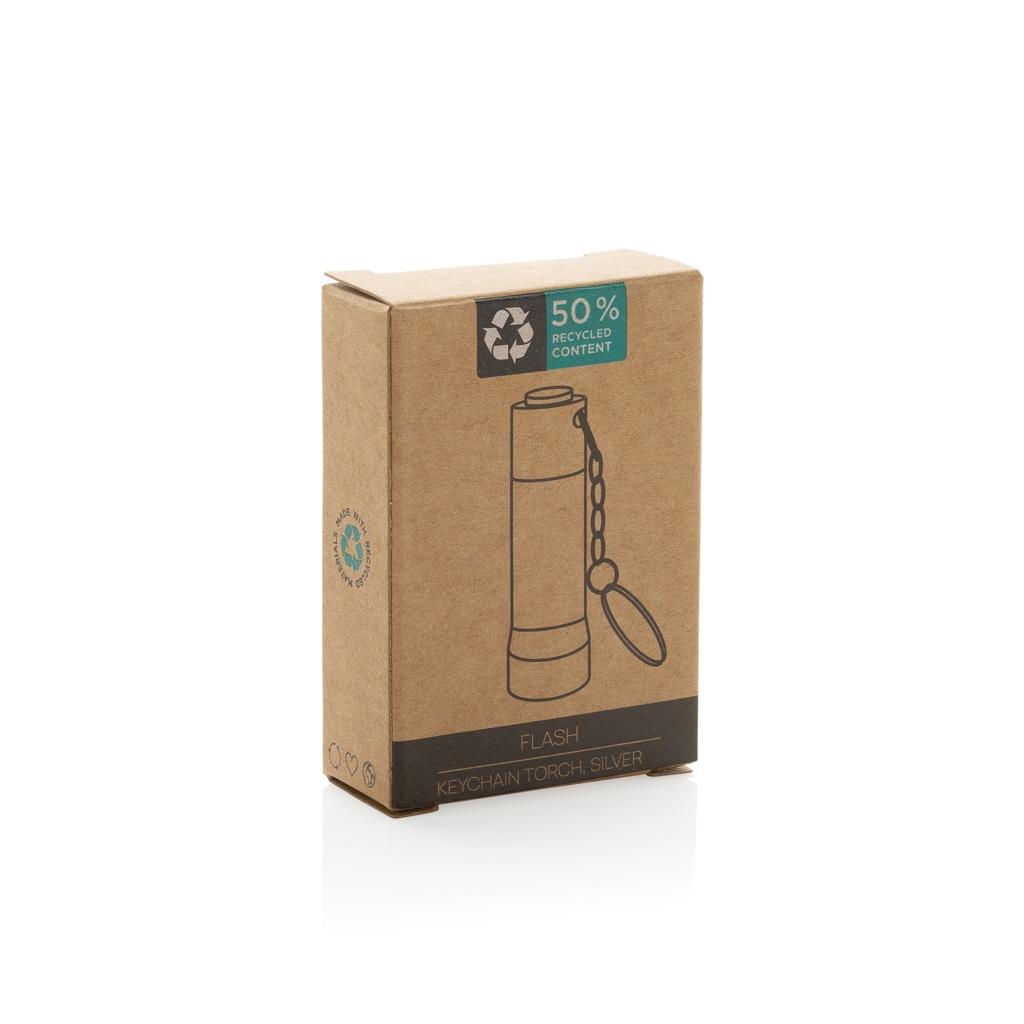 Flash RCS recycled aluminium keychain torch silver grey