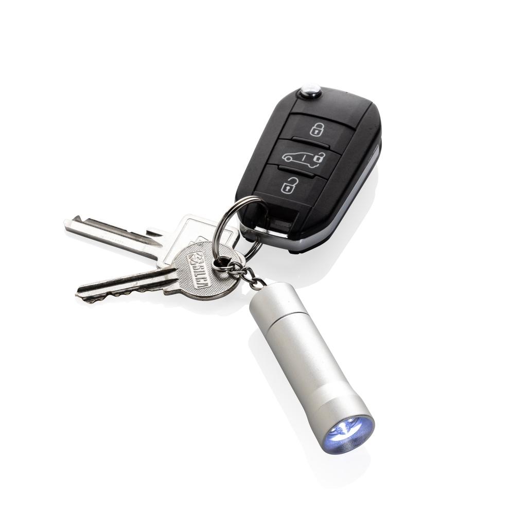 Flash RCS recycled aluminium keychain torch silver grey