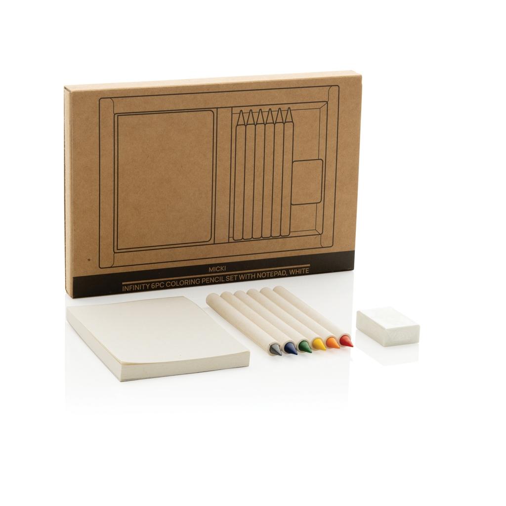 Micki GRS infinity 6pc colouring pencil set with notepad transparent